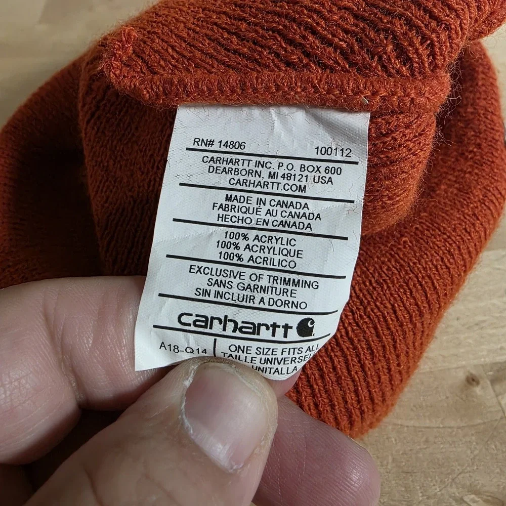 Carhartt Beanie Winter Knit Hat OS Workwear Snow Ski Men Women Orange - Picture 5 of 6